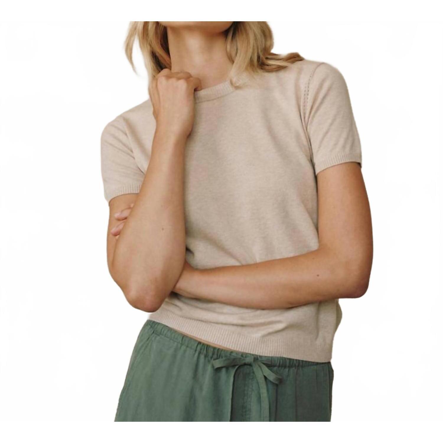 New Bella Dahl Short Sleeve Crew Neck Top In Sable Sand